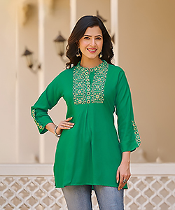 Green Rayon Casual Kurtis